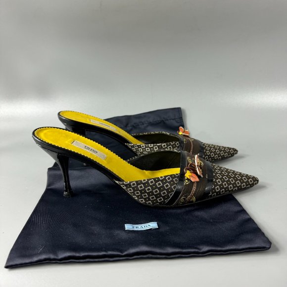 Authentic PRADA Flower Kimono Pointed Mules, Size 37 - Picture 2 of 14